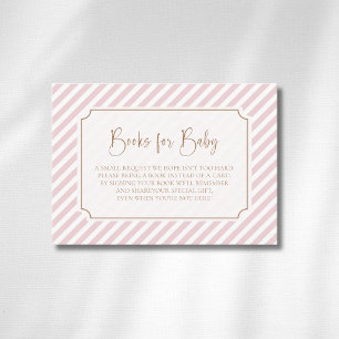 Blush Diagonal Striped Gold Frame Books For Baby Enclosure Card