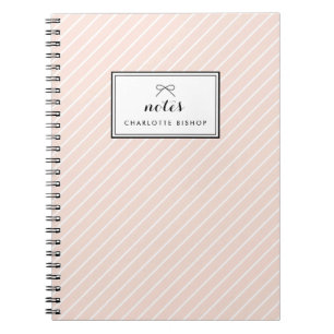 Blush Diagonal Stripes Pattern Personalized Notebook
