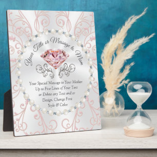 Blush Diamond and Pearls Personalized Mother's Day Plaque