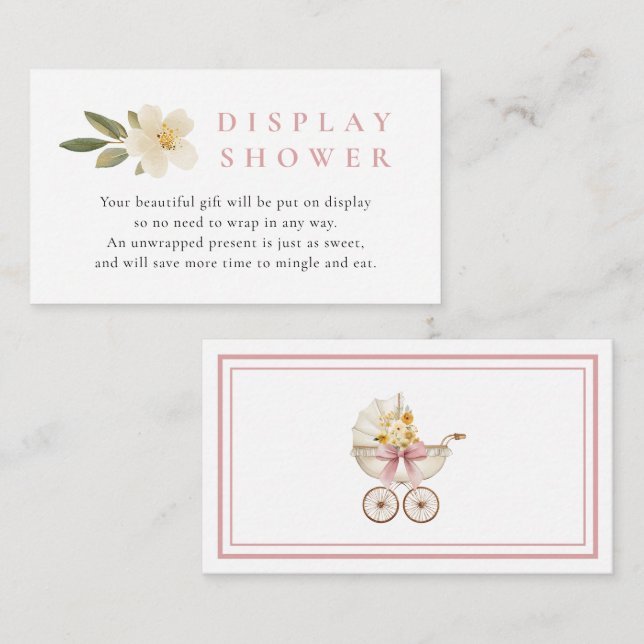 Blush Display Shower Card | Vintage Pram Baby Show (Front/Back)