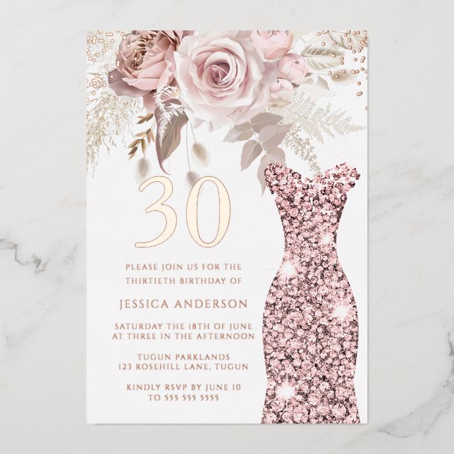 Blush Dress Fabulous 30th Birthday Party Rose Gold (Front)