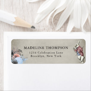 Blush Dusty Blue Floral Rabbit Alice in Wonderland