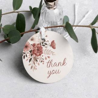 Blush Dusty Floral Wedding Thank You Favour Tags