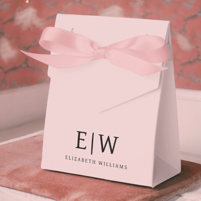 Blush Dusty Pink Girly Script Monogram Name Modern Favor Box (Creator Uploaded)