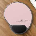 Blush Dusty Pink Girly Script Monogram Name Modern Gel Mouse Pad<br><div class="desc">Blush Dusty Pink Monogram Add Your Own Name Mousepad (Mouse Pad). This makes the perfect sweet 16 birthday,  wedding,  bridal shower,  anniversary,  baby shower or bachelorette party gift for someone that loves glam luxury and chic styles.</div>