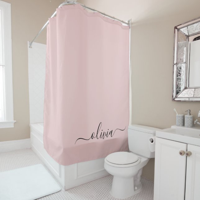 Blush Dusty Pink Modern Script Girly Monogram Name (In Situ)