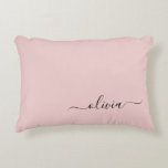 Blush Dusty Pink Modern Script Girly Monogram Name Accent Pillow<br><div class="desc">Blush Dusty Pink Script Monogram Name and Initial Pillow. The pillow makes the perfect sweet 16 birthday,  wedding,  bridal shower,  baby shower or bachelorette party gift for someone decorating her room in rose gold.</div>