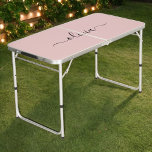 Blush Dusty Pink Modern Script Girly Monogram Name Beer Pong Table<br><div class="desc">Blush Dusty Pink Simple Script Monogram Name Beer Pong Table. This makes the perfect sweet 16 birthday,  wedding,  bridal shower,  anniversary,  baby shower or bachelorette party gift for someone that loves glam luxury and chic styles.</div>