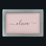 Blush Dusty Pink Modern Script Girly Monogram Name Belt Buckle<br><div class="desc">Blush Dusty Pink Simple Script Monogram Name Belt Buckle. This makes the perfect graduation,  sweet 16 16th,  18th,  21st,  30th,  40th,  50th,  60th,  70th,  80th,  90th,  100th birthday,  wedding,  bridal shower,  anniversary,  baby shower or bachelorette party gift for someone that loves glam luxury and chic styles.</div>