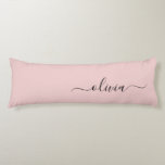 Blush Dusty Pink Modern Script Girly Monogram Name Body Pillow<br><div class="desc">Blush Dusty Pink Simple Script Monogram Name Body Pillow. The pillow makes the perfect sweet 16 birthday,  wedding,  bridal shower,  baby shower or bachelorette party gift for someone decorating her room in rose gold.</div>