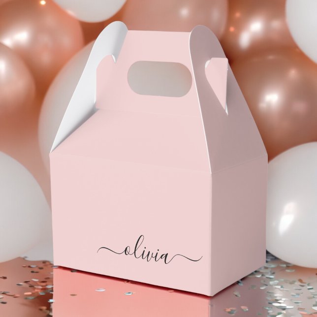 Blush Dusty Pink Modern Script Girly Monogram Name Favor Box (Creator Uploaded)