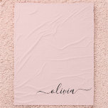 Blush Dusty Pink Modern Script Girly Monogram Name Fleece Blanket<br><div class="desc">Black and Blush Dusty Pink Simple Script Monogram Name and Initial Fleece Blanket. This makes the perfect sweet 16 birthday,  wedding,  bridal shower,  anniversary,  baby shower or bachelorette party gift for someone that loves glam luxury and chic styles.</div>