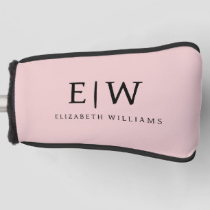 Blush Dusty Pink Modern Script Girly Monogram Name Golf Head Cover