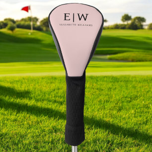 Blush Dusty Pink Modern Script Girly Monogram Name Golf Head Cover