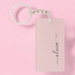 Blush Dusty Pink Modern Script Girly Monogram Name Keychain<br><div class="desc">Blush Pink - Dusty Pink Simple Script Monogram Name Keychain. This makes the perfect sweet 16 birthday,  wedding,  bridal shower,  anniversary,  baby shower or bachelorette party gift for someone that loves glam luxury and chic styles.</div>