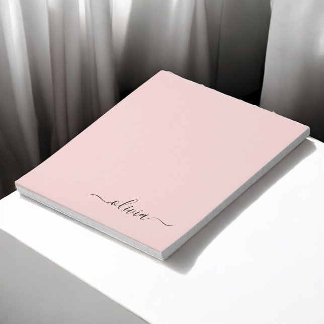 Blush Dusty Pink Modern Script Girly Monogram Name Notepad (Creator Uploaded)
