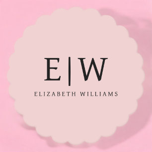 Blush Dusty Pink Modern Script Girly Monogram Name Paper Coaster