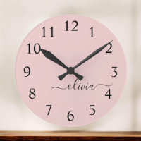 Blush Dusty Pink Modern Script Girly Monogram Name