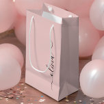Blush Dusty Pink Modern Script Girly Monogram Name Small Gift Bag<br><div class="desc">Blush Dusty Pink Simple Script Monogram Name Gift Bag. This makes the perfect sweet 16 birthday,  wedding,  bridal shower,  anniversary,  baby shower or bachelorette party gift bag for someone that loves glam luxury and chic styles.</div>