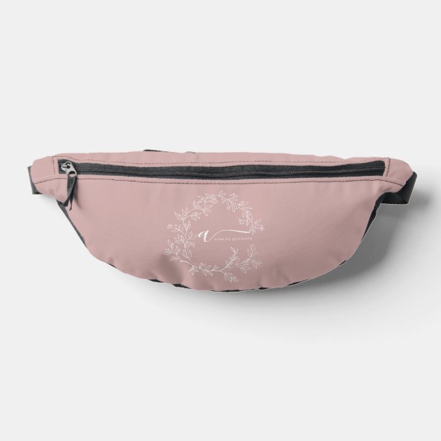Blush Dusty Pink Monogram Name Girl's Script Fanny Pack (Lay Down)