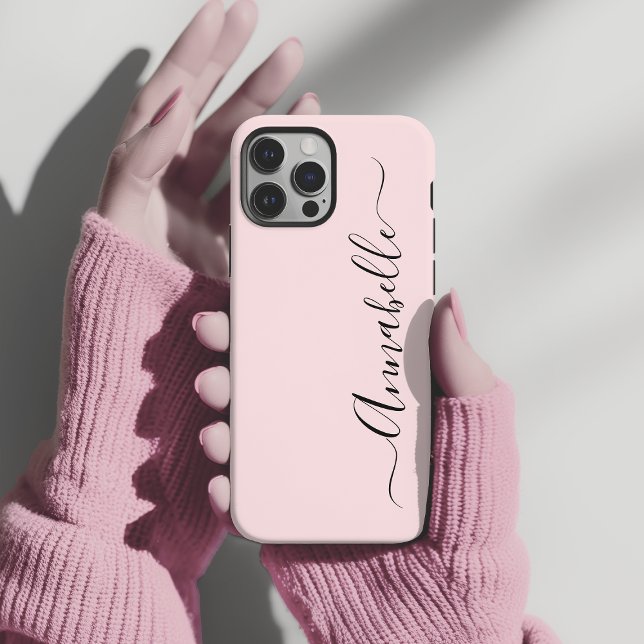 Blush Dusty Pink Personalized Name (Personalized pale pink script name phone case)