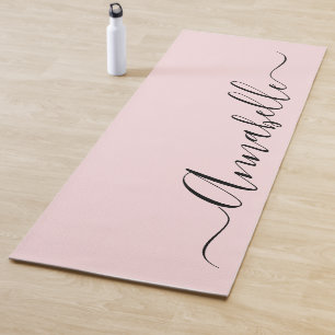 Blush Dusty Pink Personalized Name Yoga Mat