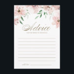 Blush Dusty Pink Watercolor Flowers Bridal Shower Advice Card<br><div class="desc">Give your advice and well wishes to the bride-to-be with this elegant floral advice card. It features watercolor garland of mauve blush pink flowers and greenery with an elegant script. Personalize by adding the bride's name. This blush pink bridal shower advice card is perfect for spring and fall showers.</div>