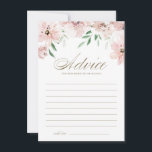 Blush Dusty Pink Watercolor Flowers Bridal Shower Advice Card<br><div class="desc">Give your advice and well wishes to the bride-to-be with this elegant floral advice card. It features watercolor garland of mauve blush pink flowers and greenery with an elegant script. Personalize by adding the bride's name. This blush pink bridal shower advice card is perfect for spring and fall showers.</div>