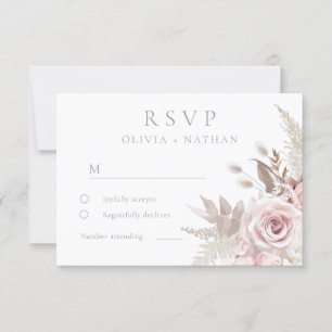 Blush & Dusty Rose Boho Trending Designer Wedding RSVP Card