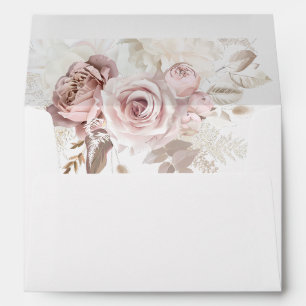 Blush & Dusty Rose Floral Wedding Envelope