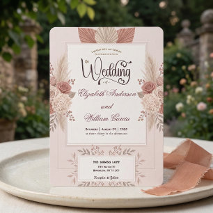 Blush Dusty Rose Garden Romance Wedding   Invitation
