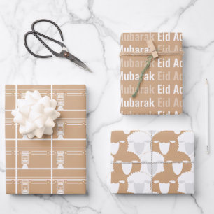 Blush Eid Adha Mubarak Kaaba Sheep Wrapping Paper Sheet