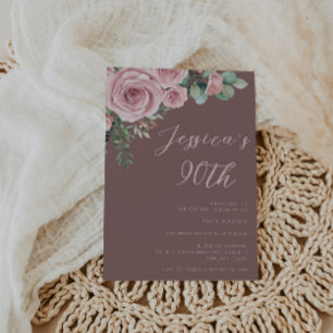 Blush Elegance 90th Birthday Party Invitation