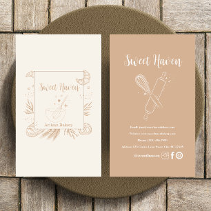 Blush Elegant Minimalist Cooking Utensil Bakery Business Card