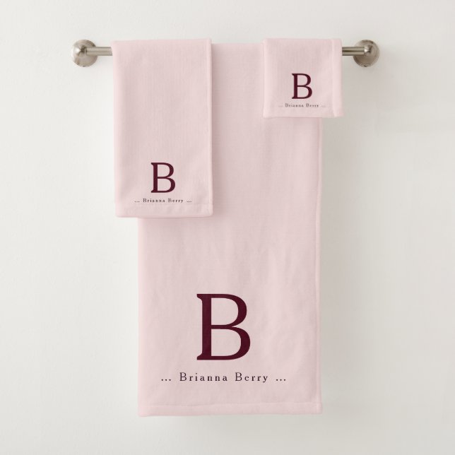 Blush Elegant Monogram Bath Towel Set (Insitu)