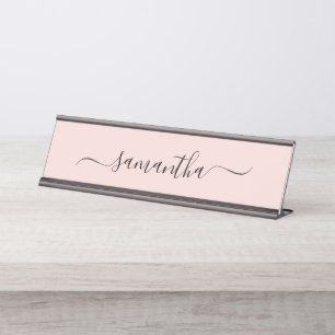 Blush Elegant Swash Signature Name Desk Name Plate