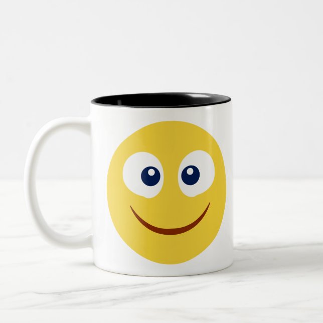 Blush Emoji Two-Tone Coffee Mug (Left)