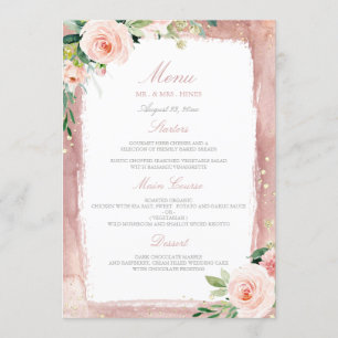 Blush Enchanted Wedding Dinner Party Reception Menu