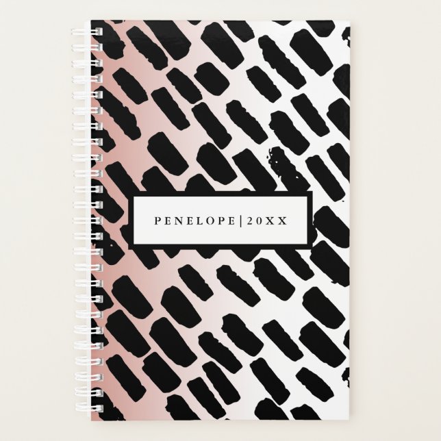 Blush et blanc avec pinces noires et le nom (Devant)