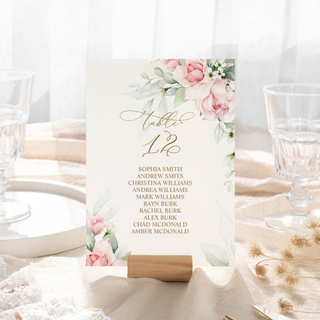 Blush & Eucalyptus Table Number 12 Seating Chart (Creator Uploaded)
