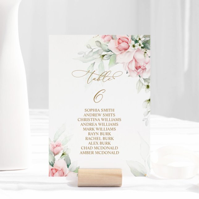 Blush & Eucalyptus Table Number 6 Seating Chart (Creator Uploaded)