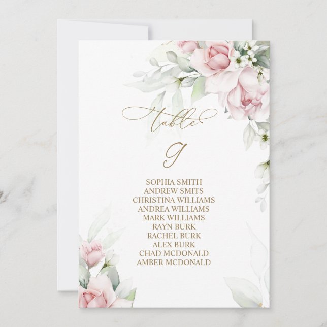 Blush & Eucalyptus Table Number 9 Seating Chart (Front)