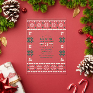 Blush Evergreen Ugly Sweater Christmas Party Acrylic Invitations