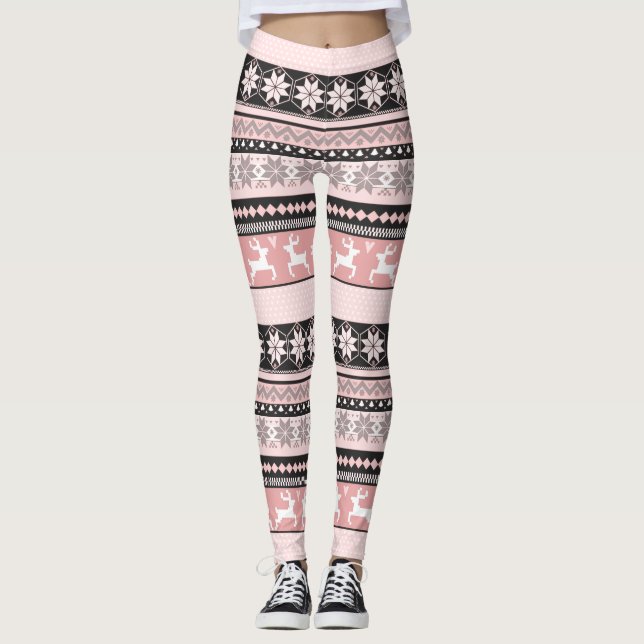 Blush Fair Isle Pattern Leggings (Front)
