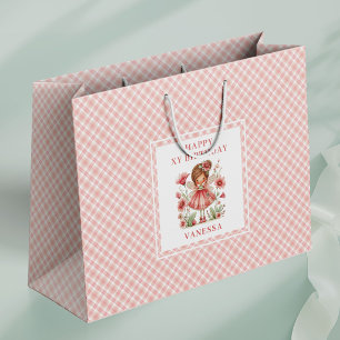 Blush Fairy Girl Whimsical Floral Birthday Gift Ba Large Gift Bag