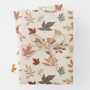 Blush Fall Leaves Pattern  Wrapping Paper Sheet