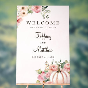Blush Fall Wedding Welcome Acrylic Sign