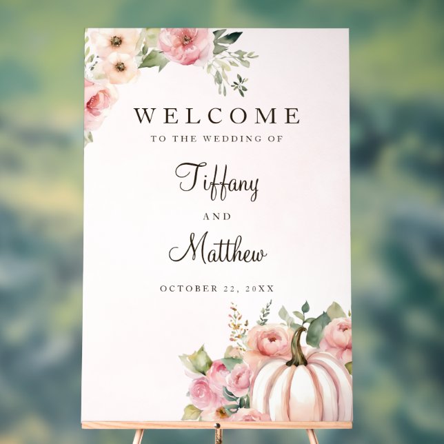 Blush Fall Wedding Welcome Acrylic Sign (Neutral)