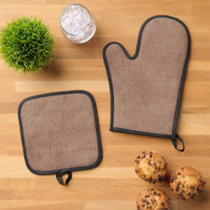 Blush Faux Linen (linen look)  Oven Mitt & Pot Holder Set
