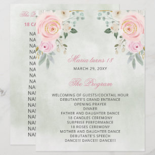 Blush Floral 18 Candles et le programme de cérémon